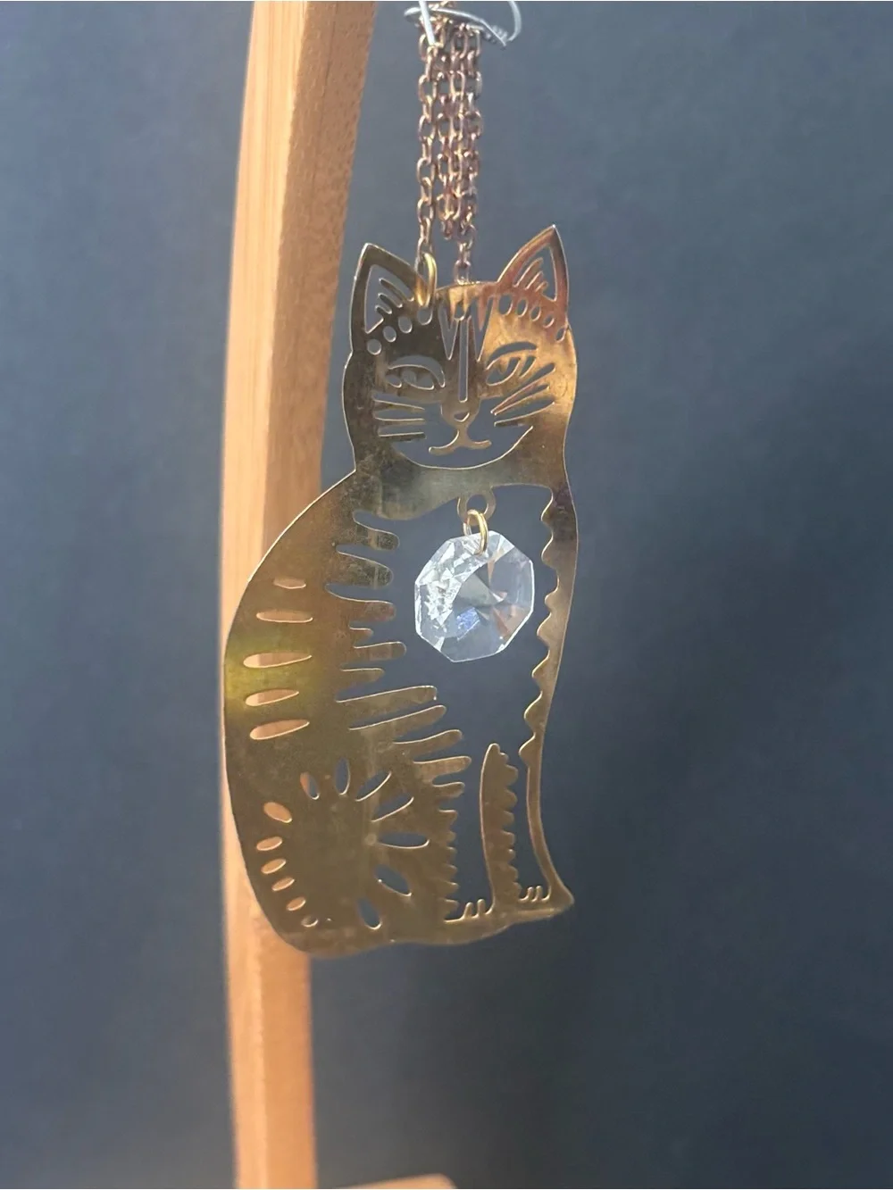 Brass Cat Prism Christmas Ornament Or Window Sun Catcher